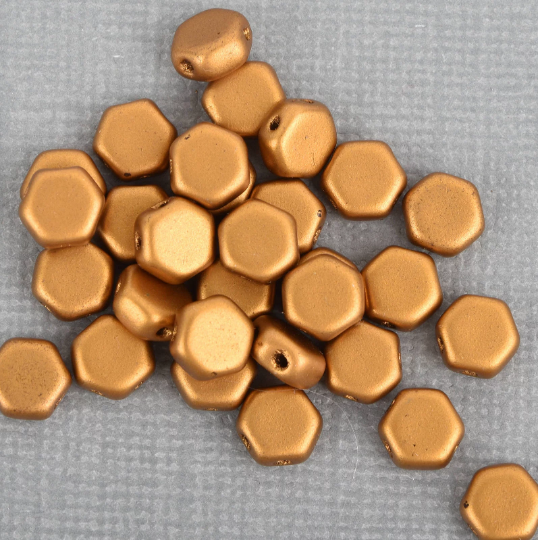 30 Honeycomb Beads, 6mm, CRYSTAL BRONZE GOLD, Matte Opaque Czech Glass Beads, bsd0130
