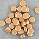 30 Honeycomb Beads, 6mm, PALE GOLD, Light Gold Matte Opaque Czech Glass Beads, bsd0133