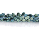 30 Honeycomb Beads, 6mm, MOTLEY VIRIDIAN Green, Metallic Opaque Czech Glass Beads, bsd0141
