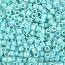 Size 10/0 Miyuki Delica Seed Beads, Opaque Turquoise Blue AB, 6.8 Grams, Color DBM0166, bsd0142