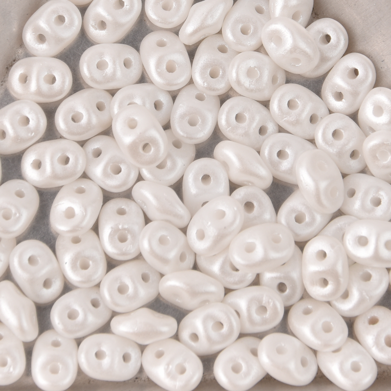 SuperDuo Pastel White 2-Hole Seed Beads 2.5x5mm, 5-Inch Tube, duo525001, bsd0146