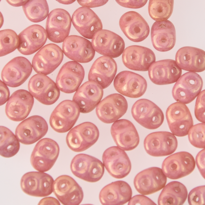 SuperDuo Beads 2.5x5mm Red Luster, Pink 2-Hole Seed Beads, 5-Inch Tube, duo503000-14495, bsd0149