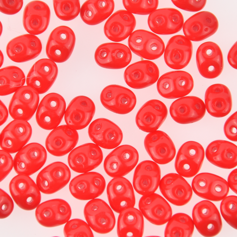 SuperDuo Beads 2.5x5mm Coral Red 2-Hole Seed Beads, 5-Inch Tube, duo593200, bsd0150