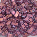 Half Tila Glass Beads Miyuki Light Amethyst Gold Luster TLH316 bsd0399