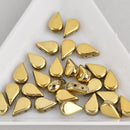 Full Dorado Gold Amos Par Puca Beads, Czech Glass 8mm Teardrop, 2 holes, bsd0537