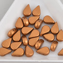 Bronze Gold Matte Amos Par Puca Beads, Czech Glass 8mm Teardrop, 2 holes, bsd0542