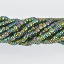4mm Seed Beads, Green Iris AB, Peridot, 8 strands, bsd0720