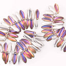 16mm Dagger Czech Glass Beads, Backlit Vapor Vitrail, DGR51600030-29942, 25 beads, bsd0862
