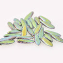 16mm Dagger Czech Glass Beads, Etch Crystal Full Vitrail, top drilled, 25 beads, bsd0864