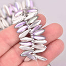 16mm Dagger Czech Glass Beads, Backlit Pink Mist Vitrail, DGR51600030-26536, 25 beads, bsd0865