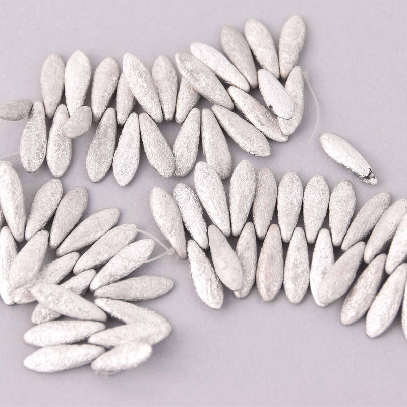 16mm Dagger Czech Glass Beads, Silver Crystal Labrador, top drilled, 25 beads, bsd0867