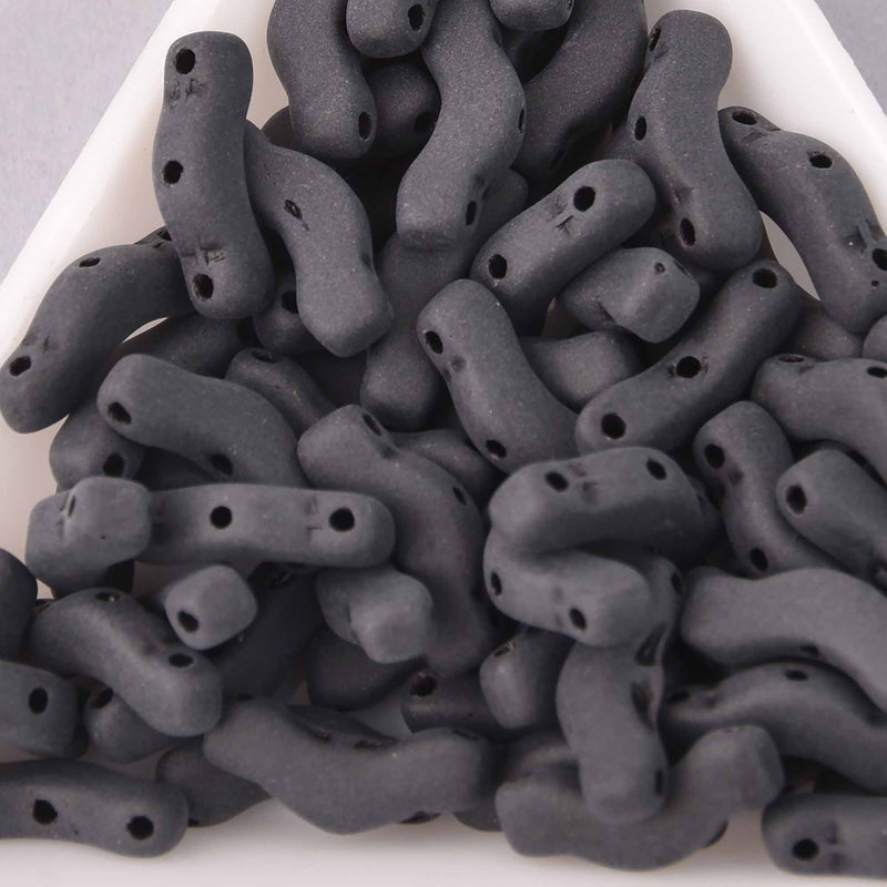 30 Bridge Beads, 3 hole, Jet Black Matte, 12mm, BRG31223980-84110, bsd0875