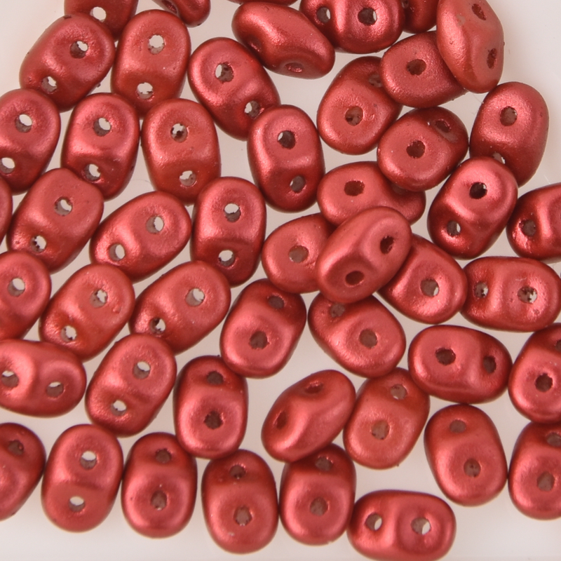 SuperDuos Chalk Lava Red Orange, 2-Hole Seed Beads 2.5x5mm, 5-Inch Tube, DU0503000-01890 bsd0897