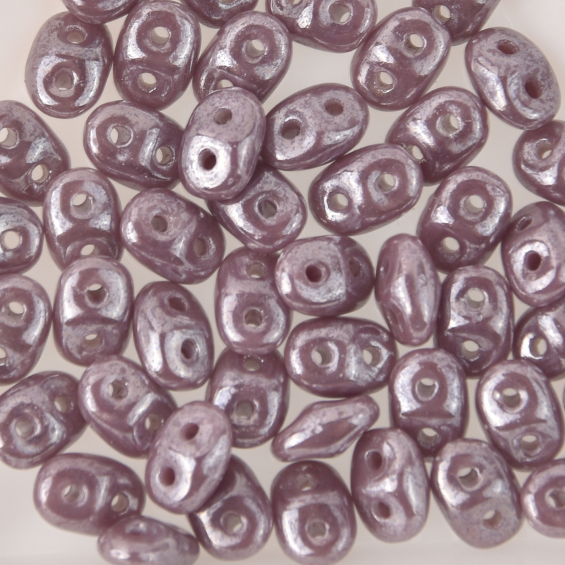 SuperDuo Opaque Violet White Luster Purple 2-Hole Seed Beads 2.5x5mm, 5-Inch Tube, du0523020-14400 bsd0913