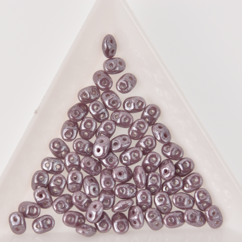 SuperDuo Opaque Violet White Luster Purple 2-Hole Seed Beads 2.5x5mm, 5-Inch Tube, du0523020-14400 bsd0913