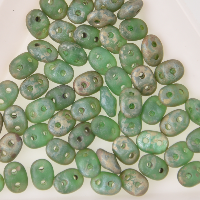 SuperDuo Emerald Matte Rembrandt 2-Hole Seed Beads 2.5x5mm, 5-Inch Tube, du0550720-83500 bsd0918