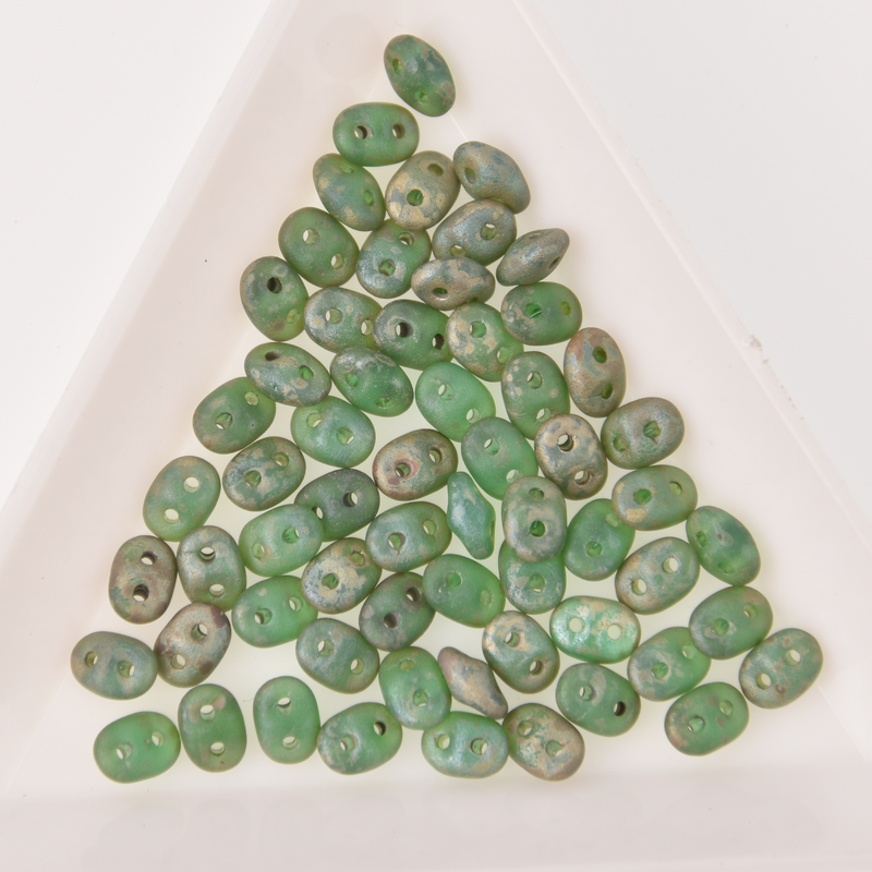 SuperDuo Emerald Matte Rembrandt 2-Hole Seed Beads 2.5x5mm, 5-Inch Tube, du0550720-83500 bsd0918