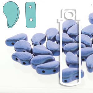 Paisley Duo Metallic Suede Blue 2-Hole Seed Beads, approx 82 beads/22g, 8x5mm, 5-Inch Tube, PD8523980-79031 bsd1057