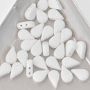 White Amos Par Puca Beads, Czech Glass 8mm Teardrop, 2 holes, bsd1076