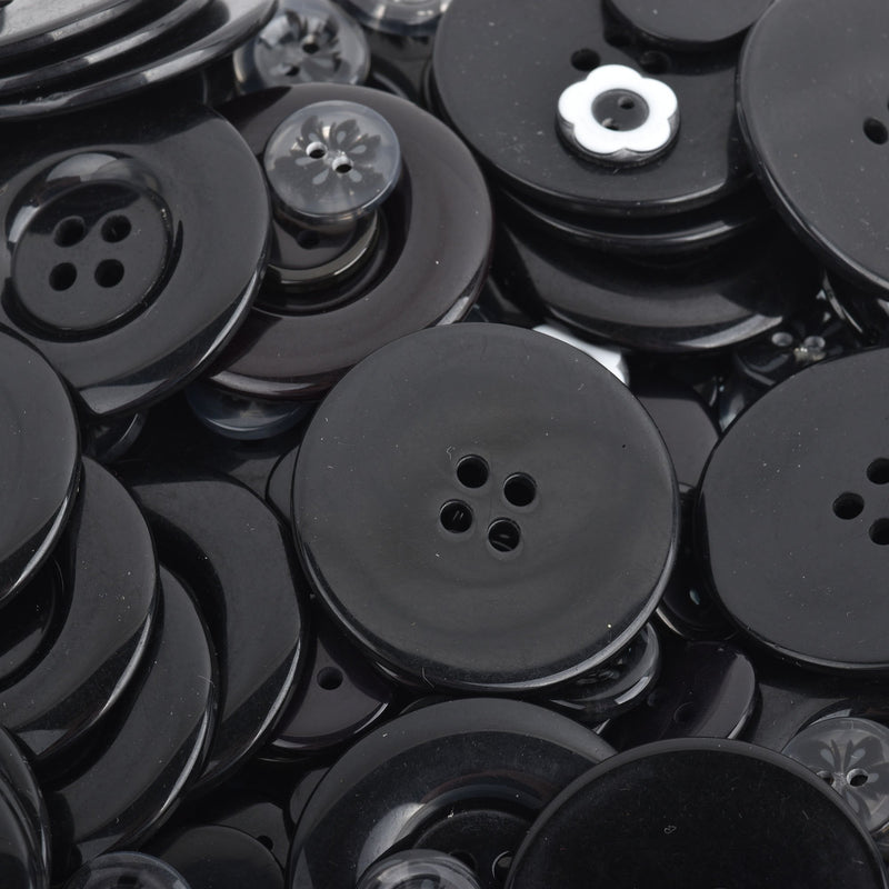 50 grams BLACK Buttons Mixed styles and sizes but0272