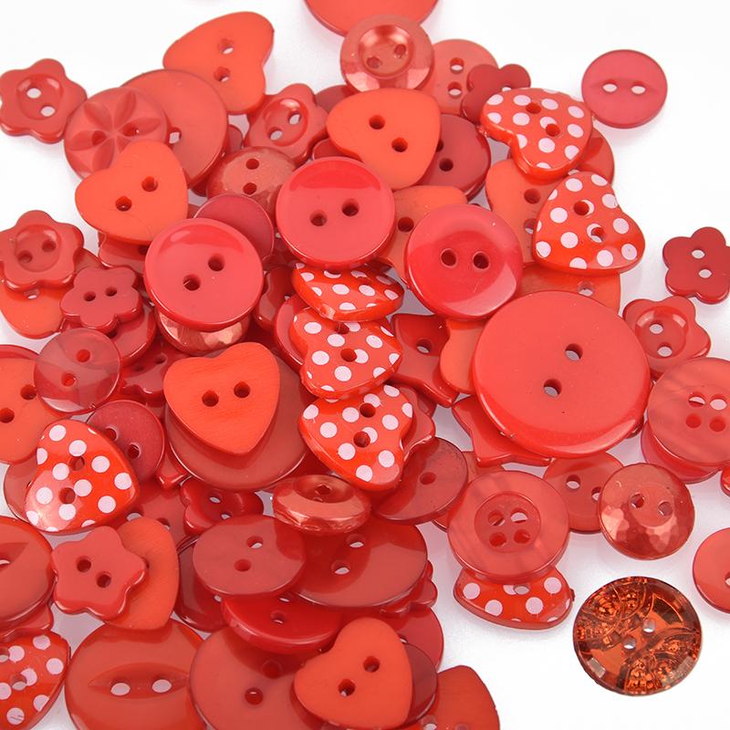 50 grams RED Buttons Mixed styles and sizes but0276