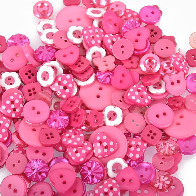 50 grams BRIGHT PINK Buttons Mixed styles and sizes but0277