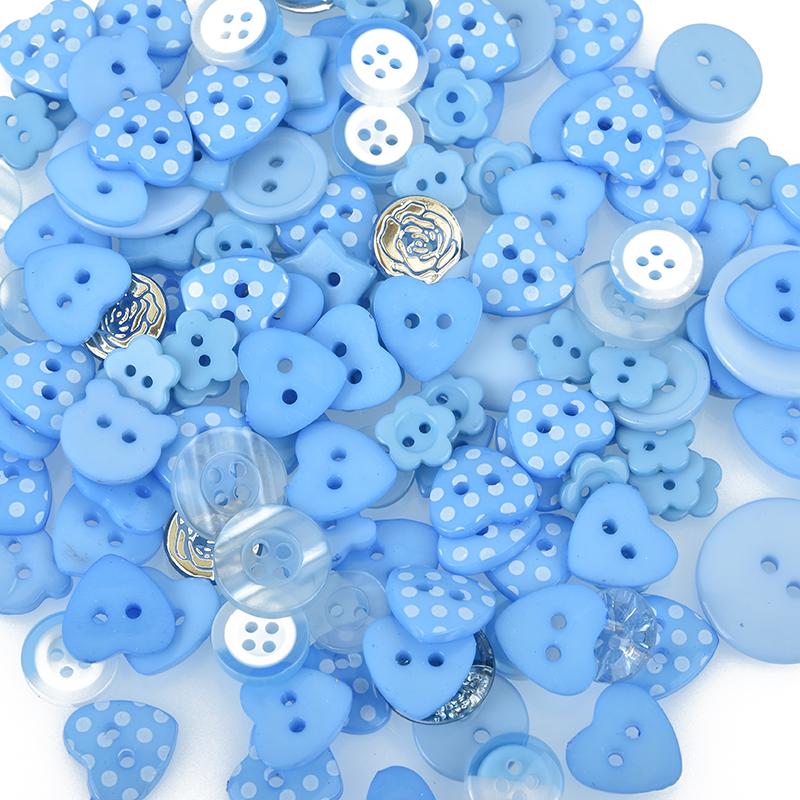 50 grams LIGHT BLUE Buttons Mixed styles and sizes but0279
