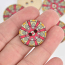 20 Wood Buttons, Dots Mandala, 2 holes, 25mm or 1" diameter, but0296