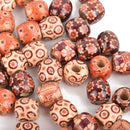100 Painted Wood Beads, Barrel Beads, Large Hole Wood Beads, Round 17mm, bwd0006