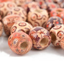 100 Painted Wood Beads, Barrel Beads, Large Hole Wood Beads, Round 17mm, bwd0006