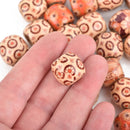 100 Painted Wood Beads, Barrel Beads, Large Hole Wood Beads, Round 17mm, bwd0006