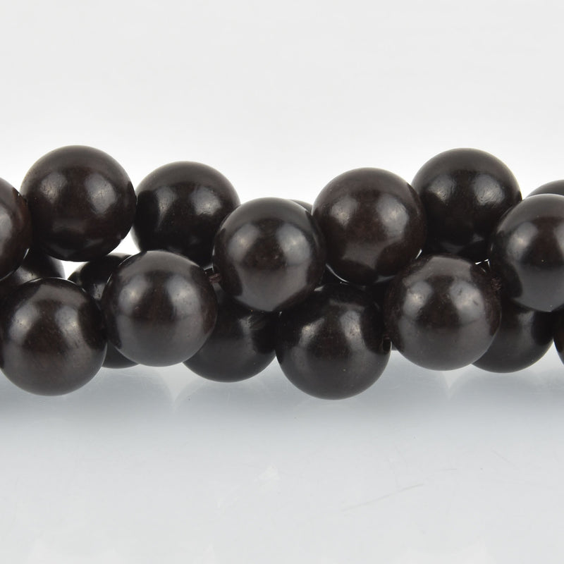 12mm Natural Sandalwood Wood Beads, Ebony Black Wooden Beads, x10 beads, bwd0016