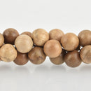 12mm Natural Sandalwood Wood Beads, Light Brown Banded Wooden Beads, x10 beads, bwd0018