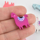 Wood Llama Charms, Alpaca Charms, mixed colors, x50 bwd0020