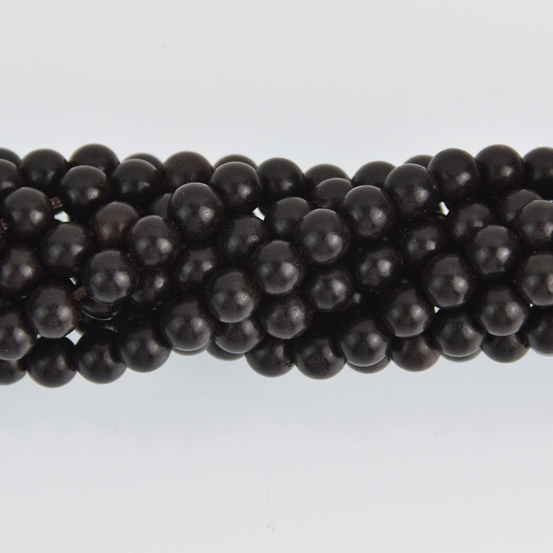 6mm Natural Sandalwood Wood Beads, Black Wooden Beads, strand, bwd0025b