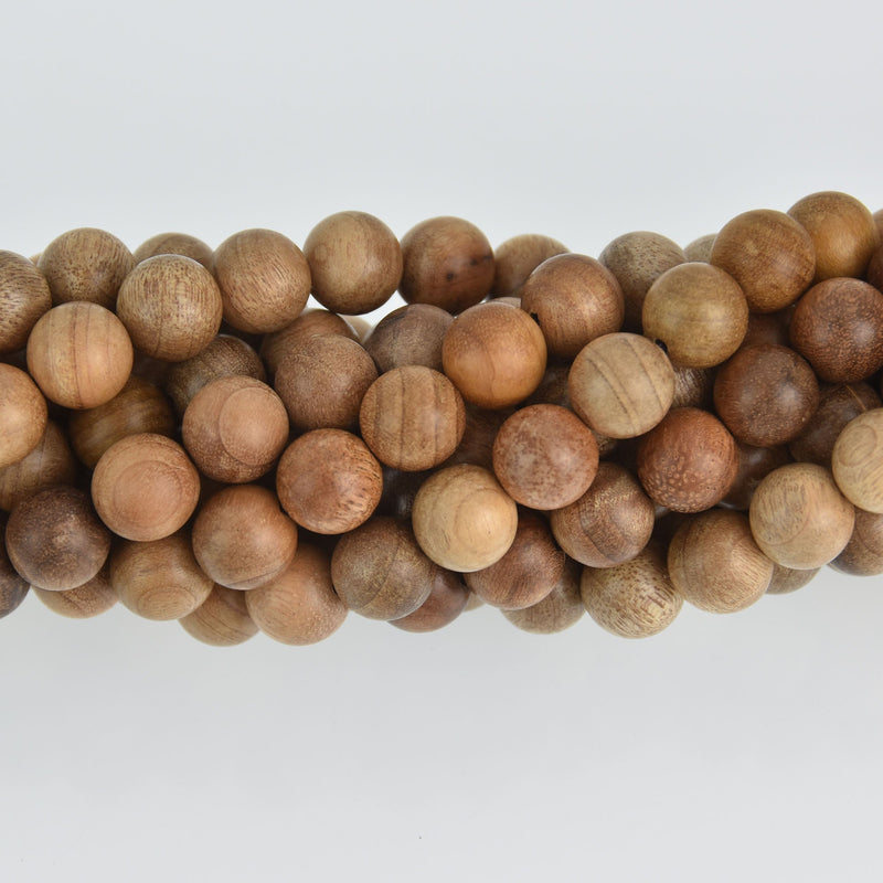 10mm Natural Sandalwood Wood Beads, Light Brown Wooden Beads, strand, bwd0029b