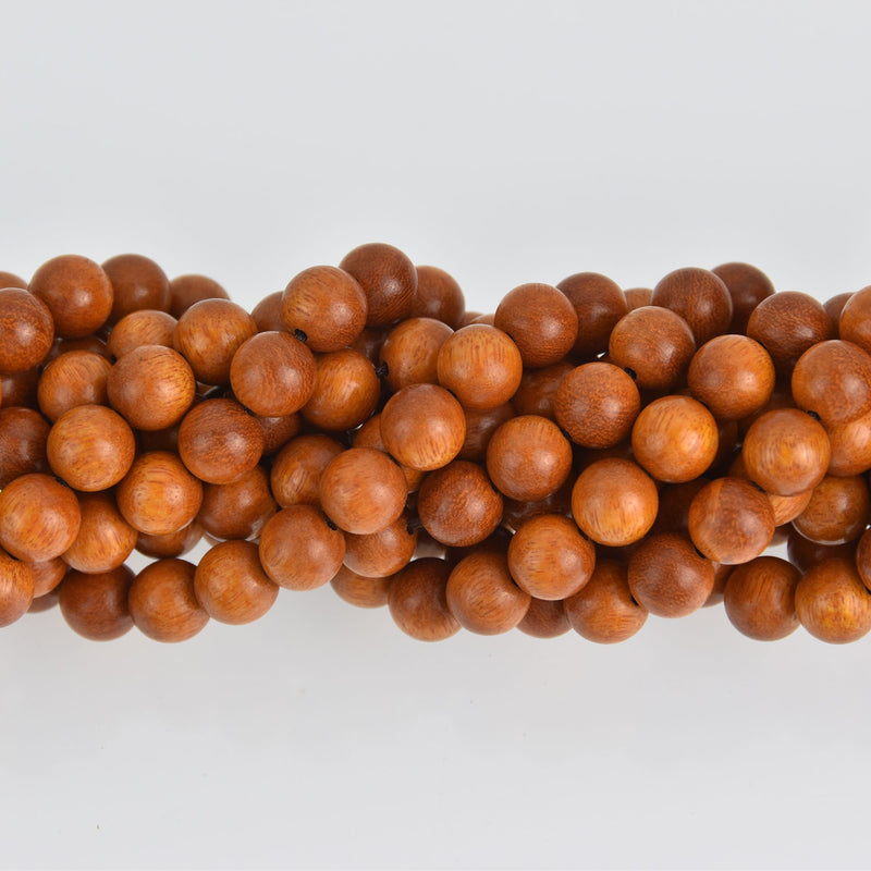 10mm Natural Sandalwood Wood Beads, Golden Brown Wooden Beads, strand, bwd0030b