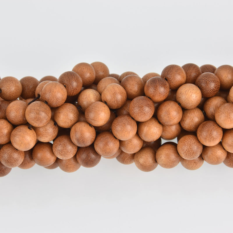 10mm Natural Sandalwood Wood Beads, Brown Wooden Beads, strand, bwd0034b