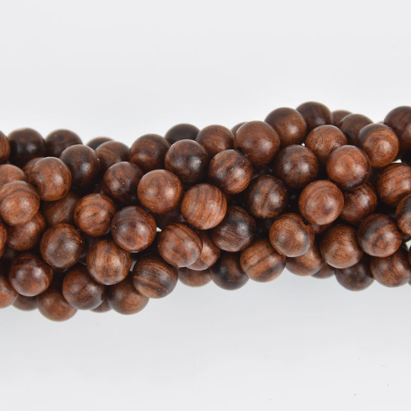 8mm Natural Sandalwood Wood Beads, Mahogany Brown Wooden Beads, strand, bwd0041b