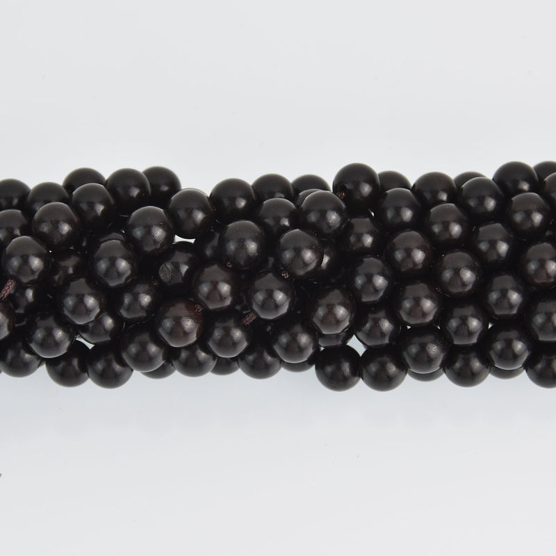 8mm Natural Sandalwood Wood Beads, Black Wooden Beads, strand, bwd0042b