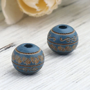 10mm Round Denim Blue Wood Beads, 20 beads, bwd0054
