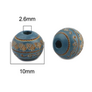 10mm Round Denim Blue Wood Beads, 20 beads, bwd0054