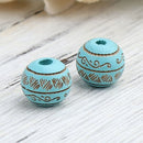 10mm Round Turquoise Blue Wood Beads, 20 beads, bwd0056