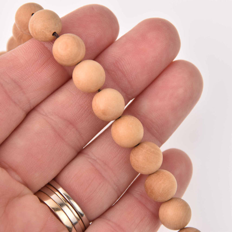 10mm Natural Sandalwood Wood Beads, Matte Tan Wooden Beads, strand, bwd0057