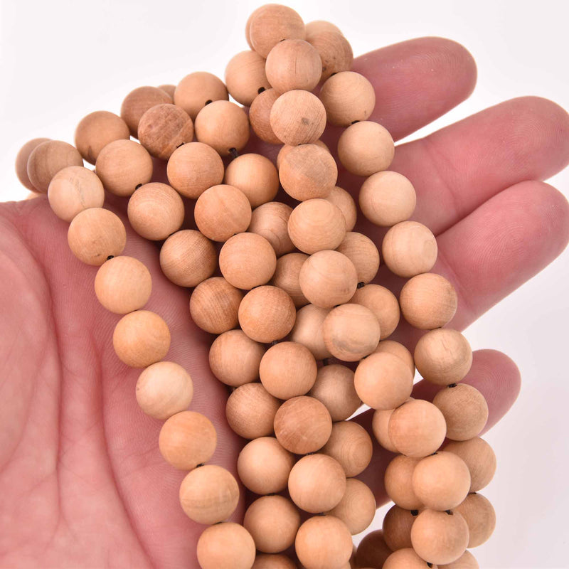 10mm Natural Sandalwood Wood Beads, Matte Tan Wooden Beads, strand, bwd0057