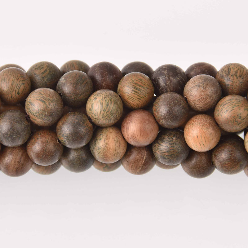 8mm Natural Sandalwood Wood Beads, Green Brown Wooden Beads, strand, bwd0058