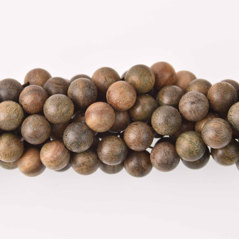 8mm Natural Sandalwood Wood Beads, Green Brown Wooden Beads, strand, bwd0058