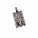 4 THAI BUDDHA charm pendants, gunmetal rectangle religious icon relic charm 26mm chs2904