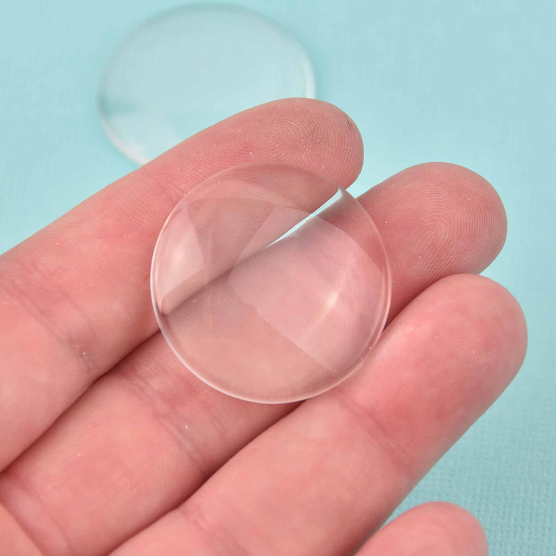 10 pieces 30mm or 1-1/4" inch Clear Glass Domed Circle Cabochons, for Bottlecaps, Pendants, Jewelry Making, Scrapbooking cab0178