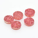10 Round Resin Metallic Bright Rose Red/Rose PINK DRUZY CABOCHONS, faux glitter druzy, 12mm, cab0432